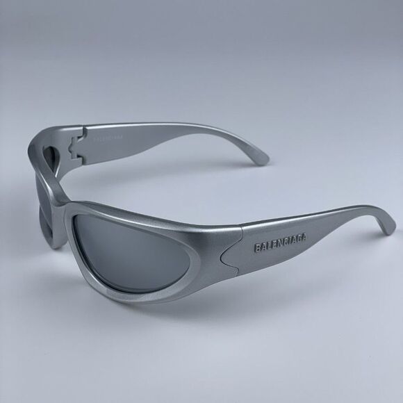 NEW Balenciaga BB0157S 004 Silver Grey Wraparound Extreme Unisex Sunglasses - Picture 7 of 12